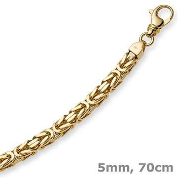 5mm Königskette Kette Halskette 750 Gold Gelbgold, 70cm Halsschmuck für Herren - 4