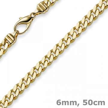 6mm Panzerkette Kette Collier aus 750 Gold Gelbgold Goldkette 50cm Herren - 2