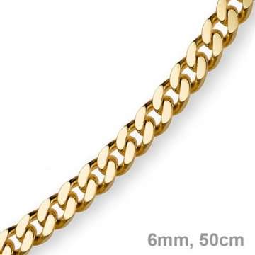 6mm Panzerkette Kette Collier aus 750 Gold Gelbgold Goldkette 50cm Herren - 4