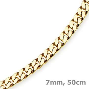 7mm Panzerkette Kette Collier diamantiert, 750 Gold Gelbgold massiv, 50cm - 3