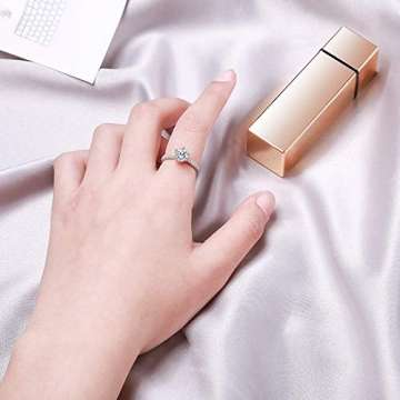 Aimsie Damen Ring, Klassischer Ehering Ring Damen Gold 18 Karat (750) Weißgold Moissanit Damen Ringe Weissgold Goldring 750 Echtgold Weiß Gold 65 (20.7) - 2
