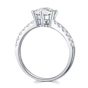 Aimsie Damen Ring, Klassischer Ehering Ring Damen Gold 18 Karat (750) Weißgold Moissanit Damen Ringe Weissgold Goldring 750 Echtgold Weiß Gold 65 (20.7) - 3