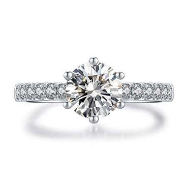 Aimsie Damen Ring, Klassischer Ehering Ring Damen Gold 18 Karat (750) Weißgold Moissanit Damen Ringe Weissgold Goldring 750 Echtgold Weiß Gold 65 (20.7) - 4