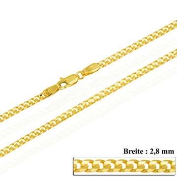 aion Kette Massiv Gold 585 Panzerkette Gelbgold Herren - Damen 40 60 cm 2,8 mm (45) - 3