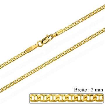 aion Kette Massiv Gold 585 Steg Panzerkette Gelbgold Herren Damen 40 60 cm 2 mm (50) - 5