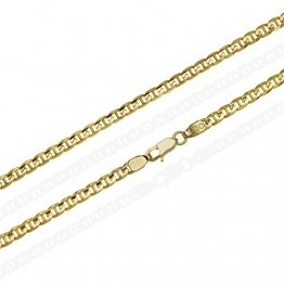 aion Kette Massiv Gold 585 Steg Panzerkette Gelbgold Herren Damen 60 cm 3,4 mm - 1