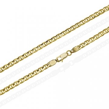 aion Kette Massiv Gold 585 Steg Panzerkette Gelbgold Herren Damen 60 cm 3,4 mm - 1