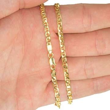 aion Kette Massiv Gold 585 Steg Panzerkette Gelbgold Herren Damen 60 cm 3,4 mm - 3