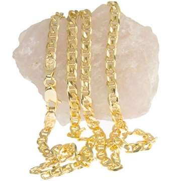 aion Kette Massiv Gold 585 Steg Panzerkette Gelbgold Herren Damen 60 cm 3,4 mm - 7