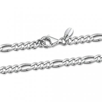 Amberta 925 Sterling Silber Halskette für Herren - Rhodiniert - Flache Figarokette 3.9 mm – 70 cm - 1