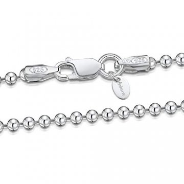 Amberta 925 Sterlingsilber Damen-Halskette - Kugelkette - 2 mm Breite - Verschiedene Längen: 40 45 50 55 60 cm (50cm) - 1