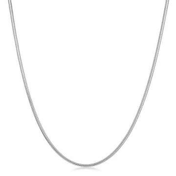 Amberta 925 Sterlingsilber Damen-Halskette - Schlangenkette - Rattenschwanz-Kette - 1.4 mm Breite - Verschiedene Längen: 40 45 50 55 60 cm (60cm) - 2