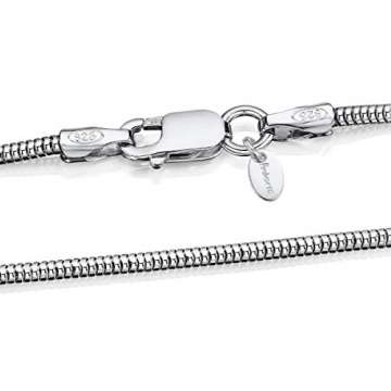 Amberta 925 Sterlingsilber Damen-Halskette - Schlangenkette - Rattenschwanz-Kette - 1.4 mm Breite - Verschiedene Längen: 40 45 50 55 60 cm (60cm) - 1