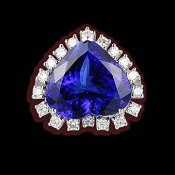 ANAZOZ FINERING 18k Gold Damen-Ring Echt Tansanit 7.87 Karat Diamant Trauringe Eheringe Hochzeit Verlobung für Frauen Ringgr. 46 (14.6) Ringschmuck - 5