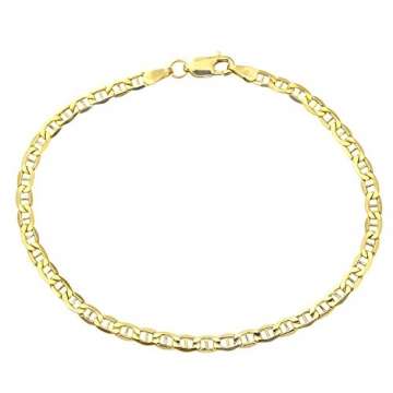 Armband 18 Karat 750 Gold Italienisch Flach Mariner Gelbgold Armkette Breite 3 mm (19) - 1