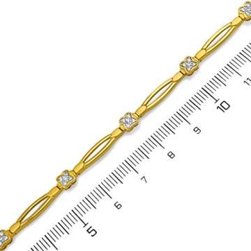 ARMBAND Gold 375 585 750 Massiv Gelbgold DAMEN Goldarmband Zirkonia Armreif 19 cm (9 Karat (375) Gelbgold) - 2