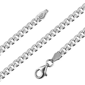 Avesano Herren-Halskette Panzerkette 4,3mm breit, in 925er Sterling Silber Schmuck, Männer Halskette Gliederkette Silberkette, Länge 45cm-60cm, 101042-055 - 1