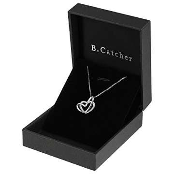 B.Catcher Damen Herz Kette 925 Silber Anhänger Halskette ''Doppel Liebe Herzen'' Schmuck 45CM Kettenlänge Geschenk für Damen/Frau/Freundin/Tochter - 5