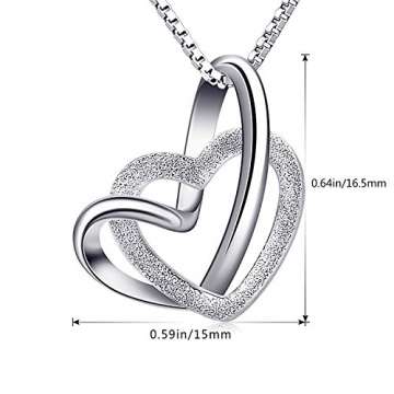 B.Catcher Damen Herz Kette 925 Silber Anhänger Halskette ''Doppel Liebe Herzen'' Schmuck 45CM Kettenlänge Geschenk für Damen/Frau/Freundin/Tochter - 6