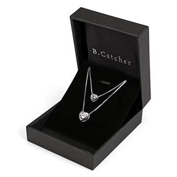 B.Catcher Doppelkette Herz Damen Halskette Anhänger 925 Sterling Silber Zirkonia Schmuck Weihnachtengeschenk für Damen/Frau/Freundin/Tochter - 6