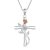 BlingGem Kette Damen 925 Sterling Silber mit Rundschliff Zirkonia Kreuz Rosen-Blume Anhänger Halskette Frauen Geschenk zum Dame,48 cm - 1