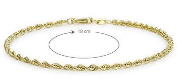 Carissima Gold Damen 9k (375) Gelbgold Hollow 2mm 40 PG Rope Kettenarmband 18cm/7zoll 1.22.0781 - 3