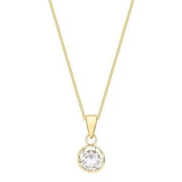 Carissima Gold Damen Diamantschliff Gemustert Panzerkette mit Rund kubic Zirkonia Anhänger 9k(375) Gelbgold 0.4mm 41cm/16zoll-46/18zoll - 2