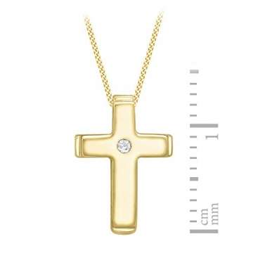 Carissima Gold Unisex Diamantschliff Panzerkette Gelbgold 9k(375) 46cm/18zoll mit Diamant Kreuz Anhänger 9k(375) 0.01k Gelbgold - 4