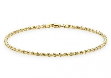 Carissima Gold Unisex Hollow Diamantschliff Rope Fußkette 9k(375) Gelbgold 2mm 25.5cm/10zoll - 1