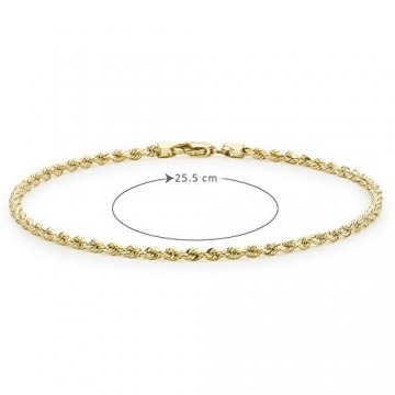 Carissima Gold Unisex Hollow Diamantschliff Rope Fußkette 9k(375) Gelbgold 2mm 25.5cm/10zoll - 5