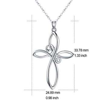 CHENGHONG Keltisches Kreuz Kette,Sterling Silber Unendlichkeit Kreuz Anhänger Halskette, Keltischer Knoten Damen Kette Schmuck Halskette Geschenke für Frauen - 8