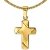 CLEVER SCHMUCK Set Goldener Kleiner Kinder Anhänger Mini Kreuz 11 x 8 mm Balkenenden matt diamantiert, innen glänzend 333 Gold 8 Karat mit vergoldeter Kette Panzer 40 cm - 1