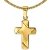 CLEVER SCHMUCK Set Goldener Kleiner Kinder Anhänger Mini Kreuz 11 x 8 mm Balkenenden matt diamantiert, innen glänzend 333 Gold 8 Karat mit vergoldeter Kette Panzer 40 cm - 1