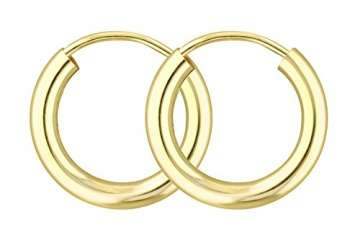 Creolen Gold Klein 15 mm 333 aus Gelbgold, Damen Goldohrringe Echt Gold mit Stempel, Breite 2,5 mm, Gewicht ca. 0.7 g, Made in Germany - 1