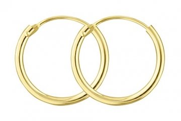 Creolen Gold Klein 15 mm 333 aus Gelbgold, Damen Goldohrringe Echt Gold mit Stempel, Breite 1,3 mm, Gewicht ca. 0.3 g, Made in Germany - 1