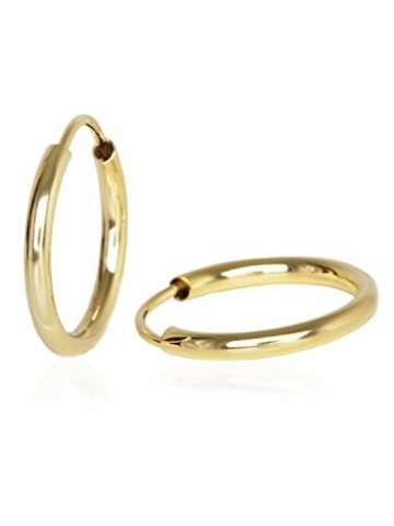 Creolen Ohrringe Gelbgold 333 Gold (8 Karat) Ø 15mm Goldcreolen Goldohrringe Damenohrringe Ohrschmuck Leyla C-04113-G301-15mm/2mm - 3