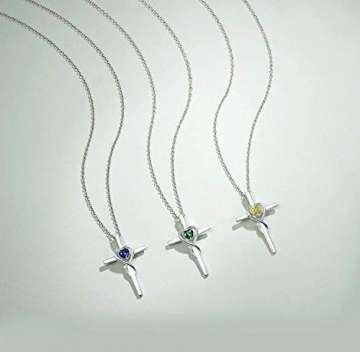 Damen Halskette mit Unendlichkeit Symbol Kreuz Anhänger Kette Infinity aus 925 Sterling Silber mit Synthetischer Saphir Edelstein Herz Form September Geburtsstein - Verstellbar Kettenlänge: 40 + 5 cm - 6