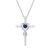 Damen Halskette mit Unendlichkeit Symbol Kreuz Anhänger Kette Infinity aus 925 Sterling Silber mit Synthetischer Saphir Edelstein Herz Form September Geburtsstein - Verstellbar Kettenlänge: 40 + 5 cm - 1
