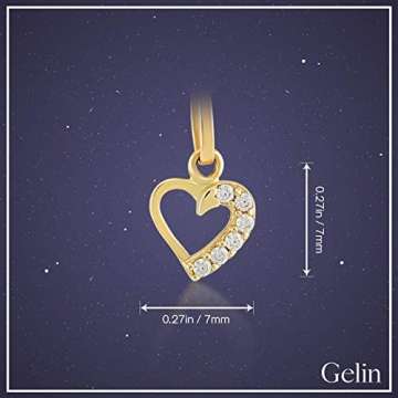 Damen Herzkette aus 14 Karat - 585 Echt Gelbgold Kette mit Herzenanhänger, Herzchen Goldkette Herz, Zirkonia Steinchen, Geschenk für Valentinstag Geburtstag Weihnachten - Kette 45 cm - 5