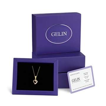 Damen Herzkette aus 14 Karat - 585 Echt Gelbgold Kette mit Herzenanhänger, Herzchen Goldkette Herz, Zirkonia Steinchen, Geschenk für Valentinstag Geburtstag Weihnachten - Kette 45 cm - 7