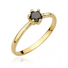 Damen Versprechen Ring Verlobungsring Antragsring 585 14k Gold Gelbgold natürlicher echt Schwarze Diamant Brillanten - 1