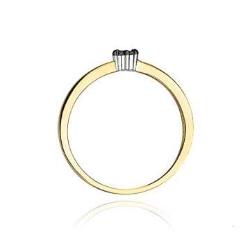 Damen Versprechen Ring Verlobungsring Antragsring 585 14k Gold Gelbgold natürlicher echt Schwarze Diamanten Brillanten - 3