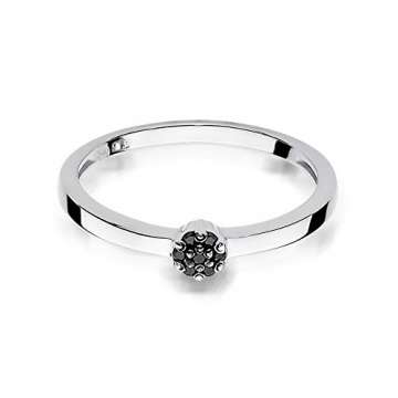 Damen Versprechen Ring Verlobungsring Antragsring 585 14k Gold Weißgold natürlicher echt Schwarze Diamanten Brillanten - 2