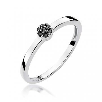 Damen Versprechen Ring Verlobungsring Antragsring 585 14k Gold Weißgold natürlicher echt Schwarze Diamanten Brillanten - 1