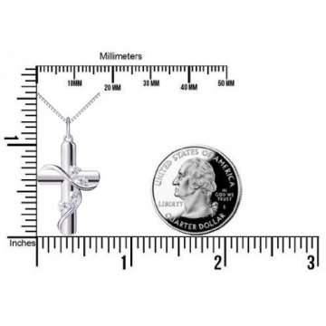DAOCHONG 925 Sterling Silber Zirkonia Glauben Hoffnung Liebe Kreuz Anhänger Halskette, Box Kette 18 Zoll - 7