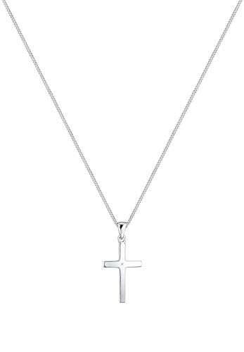 DIAMORE Halskette Damen mit Anhänger Kreuz und Diamant (0.01 ct.) in 925 Sterling Silber - 4