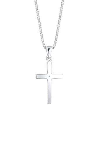 DIAMORE Halskette Damen mit Anhänger Kreuz und Diamant (0.01 ct.) in 925 Sterling Silber - 1