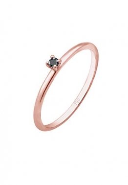 DIAMORE Ring Damen Solitär Schwarzer mit Diamant (0.02 ct) in 750 Roségold - 1