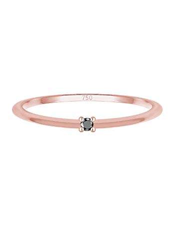 DIAMORE Ring Damen Solitär Schwarzer mit Diamant (0.02 ct) in 750 Roségold - 2