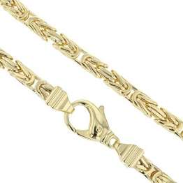 Echt 585 Gold Königskette Halskette Gelbgold Herrenkette Goldkette 65cm 3,50mm Massiv K9 - 1